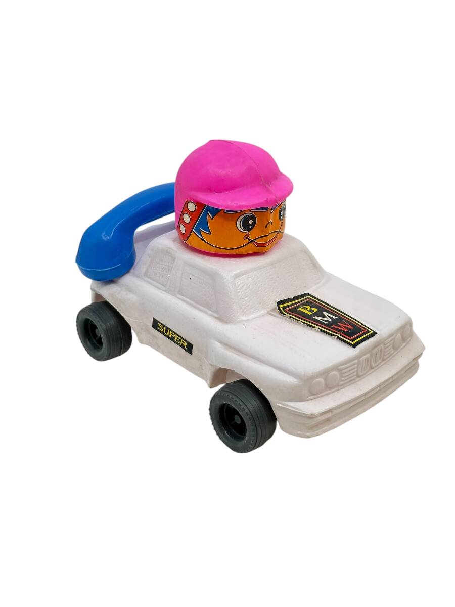 1980's Türk Malı Enhoş Üfleme Plâstik Oyuncak Telefonlu BMW Turbo Yarış Aracı (Sıfır Ürün) AOB4570 - 4