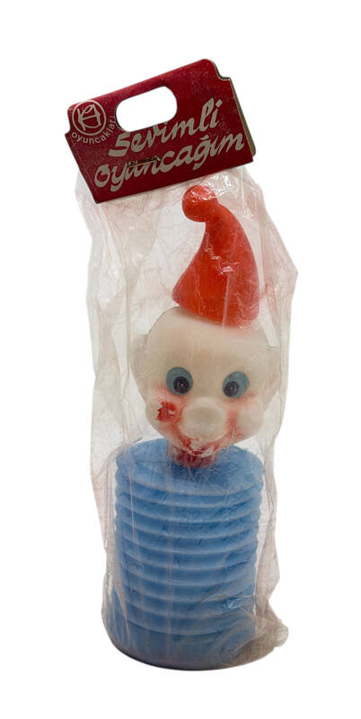 1980's Türk Malı Enhoş Üfleme Plâstik Sevimli Topak Akordiyonlu Oyuncak Palyaço (Sıfır Ürün) *Nadir* AOB5191 - 2