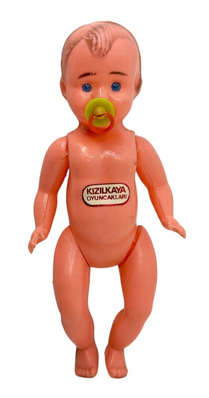 1980's Türk Malı Kızılkaya Üfleme Plâstik Oyuncak Kel Bebek AOB5192 - 1
