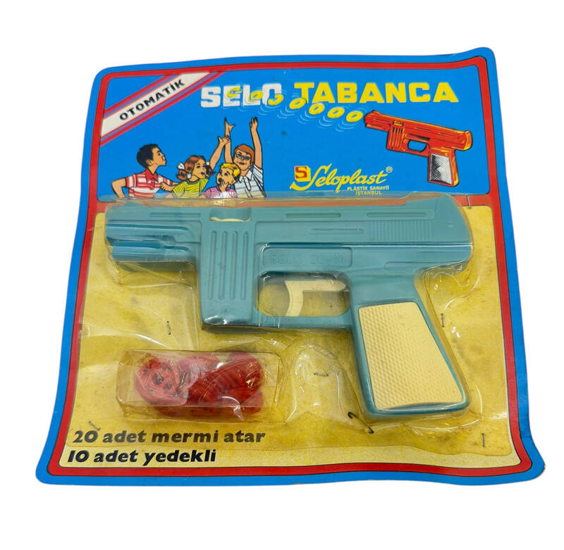 1980's Türk Malı Seloplast Kartelalı Oyuncak Tabanca (Sıfır Ürün) AOB5107 - 3