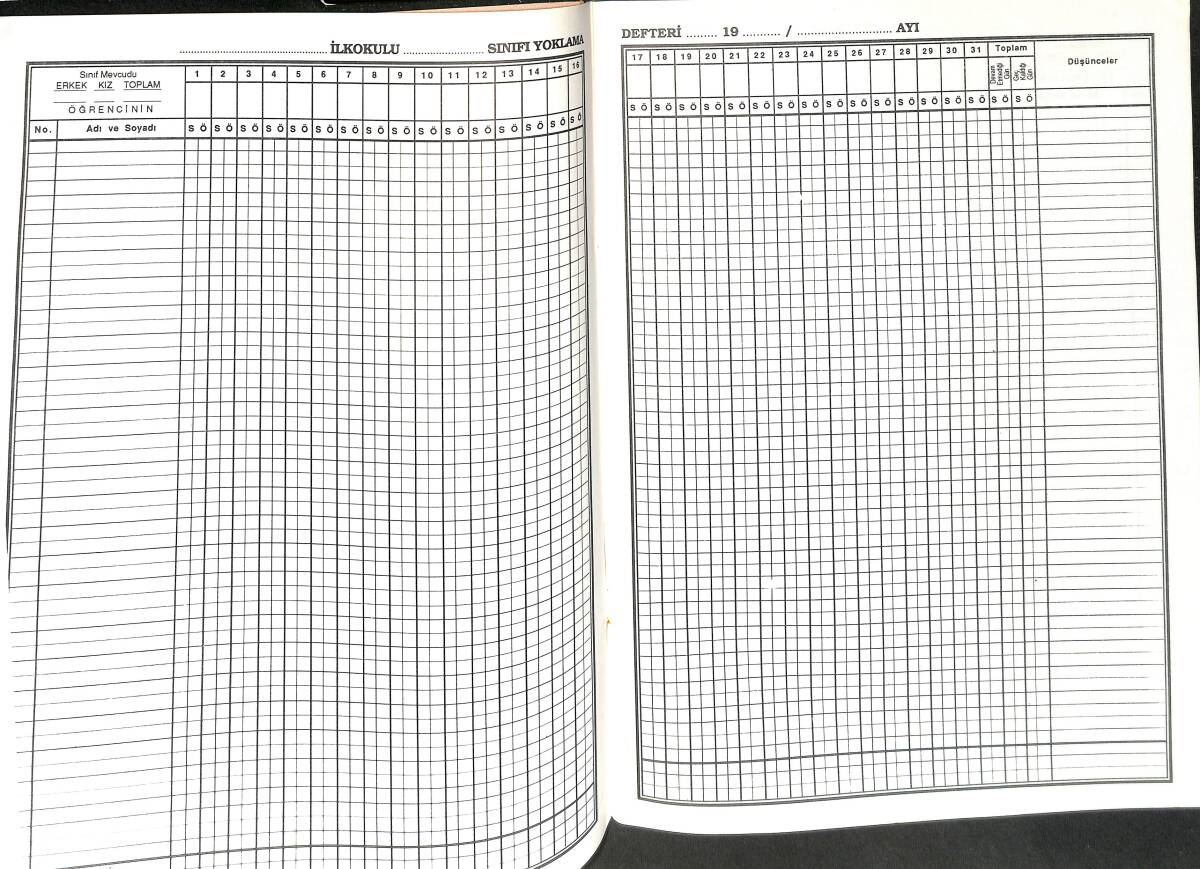 1980's Uzun Yayınları Yoklama Ve Ders Defteri NDR101201 - 4