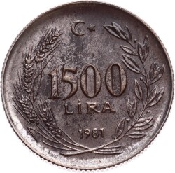 1981 - FAO 1500 Lira Gümüş - ÇİL TCH448 - Gökçekoleksiyon