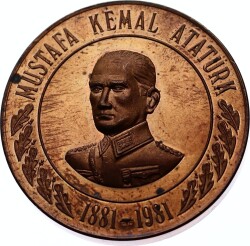 1981 Türk Nümismatik Derneği Atatürkün Doğumunun 100.Yılı Hatıra Madalyonu MVM822 - Gökçekoleksiyon
