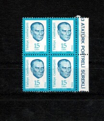 1983 Atatürk Portreli Sürekli Posta Pulu - 15 Lira (4’lü Blok / Kenarlı) PPT2572 - Gökçekoleksiyon