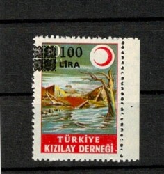 1983 Türkiye Kızılay Derneği Sel Felaketi Temalı 100 Lira Sürşarjlı Pul - MNH PPT2580 - Gökçekoleksiyon