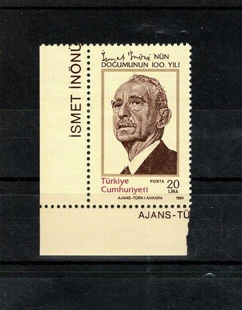 1984 İsmet İnönü’nün Doğumunun 100. Yılı Marj Yazılı Pul - Damgasız (MNH) PPT2517 - 1