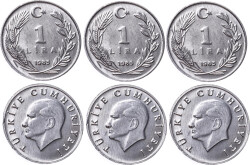 1985 Yılı 1 Lira Lot (3 Adet) - ÇİL TCM3141 - Gökçekoleksiyon