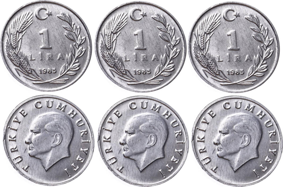 1985 Yılı 1 Lira Lot (3 Adet) - ÇİL TCM3141 - 1