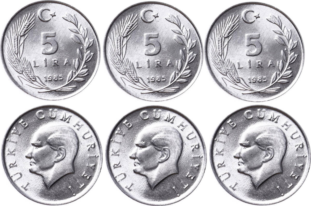 1985 Yılı 5 Lira Lot (3 Adet) - ÇİL TCM3132 - 1