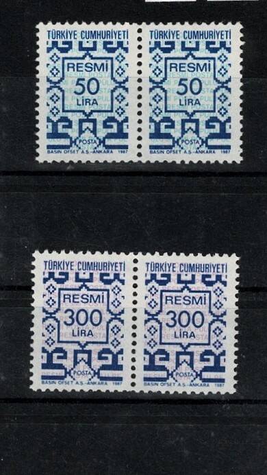 1987 Türk El Sanatları Resmi Posta Pulu 2'li Çift Blok Set - Damgasız (MNH) PPT2514 - 1