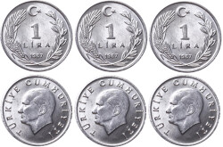 1987 Yılı 1 Lira Lot (3 Adet) - ÇİL TCM3142 - Gökçekoleksiyon
