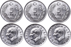 1987 Yılı 5 Lira Lot (3 Adet) - ÇİL TCM3130 - Gökçekoleksiyon