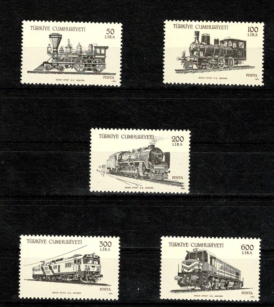 1988 Tarihi Lokomotifler Tam Seri Pul - Damgasız (MNH) PPT2538 - 1