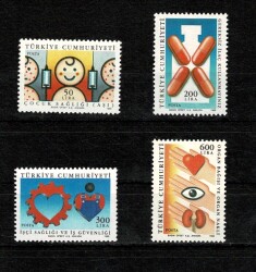 1988 Türkiye Cumhuriyeti Sağlık ve İş Güvenliği Serisi Posta Pulları (4'lü Tam Takım, Damgasız / MNH PPT2545 - Gökçekoleksiyon