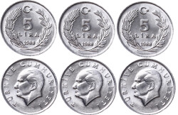 1988 Yılı 5 Lira Lot (3 Adet) - ÇİL TCM3133 - Gökçekoleksiyon