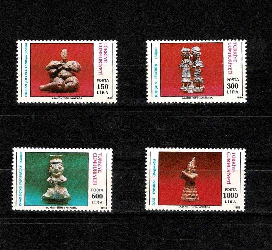 1989 Türkiye Cumhuriyeti Anadolu Medeniyetleri Serisi Posta Pulları (4'lü Tam Takım, Damgasız / MNH) PPT2547 - 1