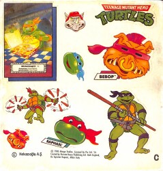 1990 Teenage Mutant Hero Turtles Ninja Kaplumbağalar Sticker - ÇOK NADİR KRT17988 - Gökçekoleksiyon