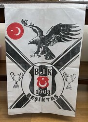 1990lar Beşiktaş Karakartal Taraftar Bayrağı 47x72 (Büyük Boy) BY14 - Gökçekoleksiyon