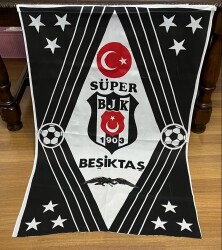 1990lar Beşiktaş Süper Karakartal Taraftar Bayrağı 92x133 (Büyük Boy) BY12 - Gökçekoleksiyon