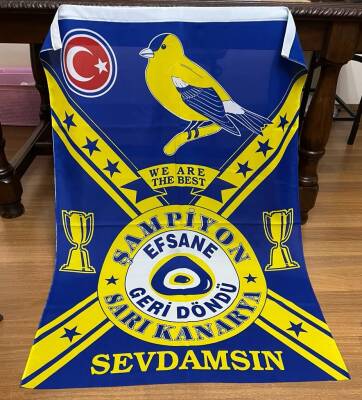 1990lar Fenerbahçe Sarı Kanarya Taraftar Bayrağı 90x130 (Büyük Boy) BY3 - 1