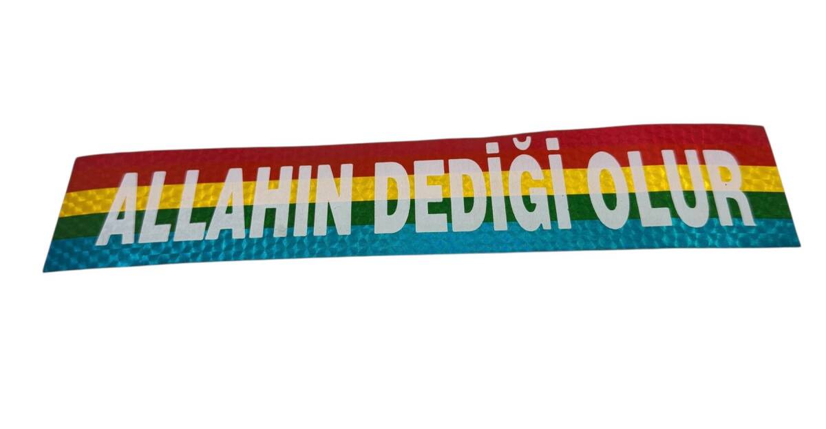 1990's Araba Arkası Reflektörlü (Kedi Göz) Allah'ın Dediği Olur Yazı Sticker AKS1792 - 1