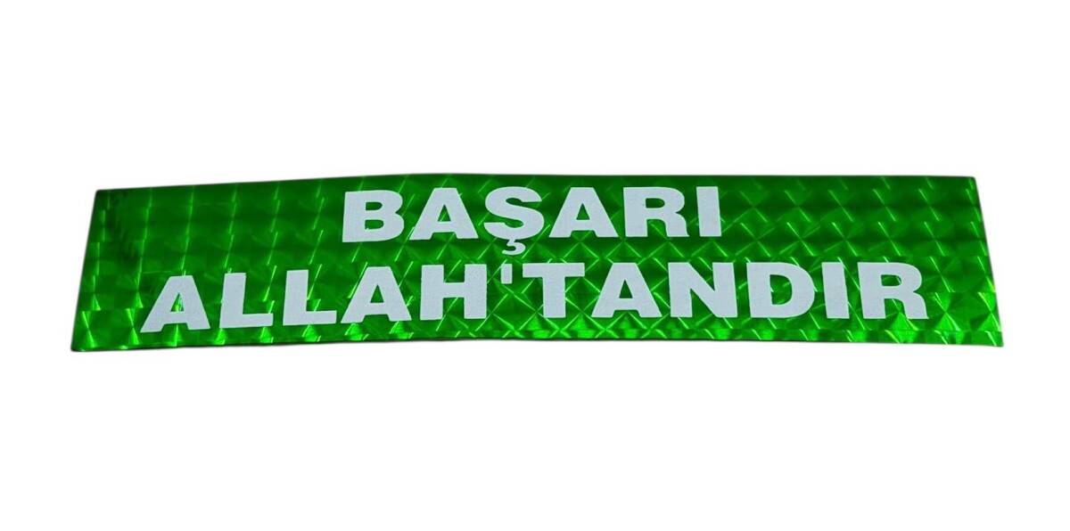 1990's Araba Arkası Reflektörlü (Kedi Göz) Başarı Allah'tandır Yazı Sticker AKS1835 - 1