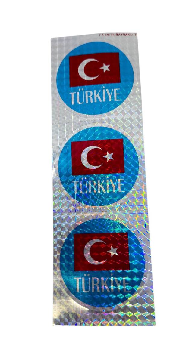 1990's Araba Arkası Reflektörlü (Kedi Göz) Türkiye Bayrak Sticker AKS1843 - 1