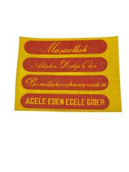 1990's Araç Camı Dini Yazı 4'lü Retro Sticker Çıkartma AKS2191 - Gökçekoleksiyon