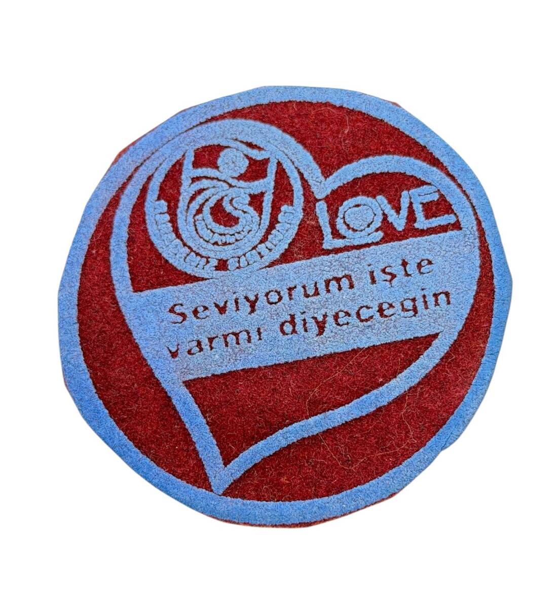 1990's Bordo-Mavi Kumaş Eski Çanta Arması AKS2052 - 1