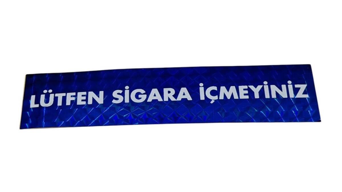 1990's Dükkan İçi Reflektörlü (Kedi Göz) Lütfen Sigara İçmeyiniz Yazı Sticker AKS1874 - 1