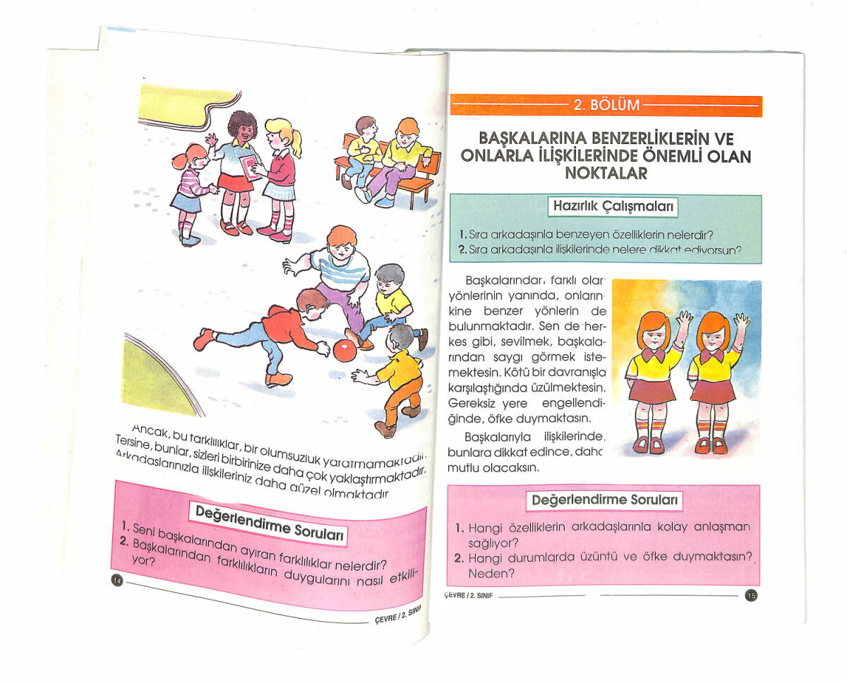 1990's İlkokul 2.Sınıf Çevre-Sağlık-Trafik Okuma Ders Kitabı NDR99655 - 2