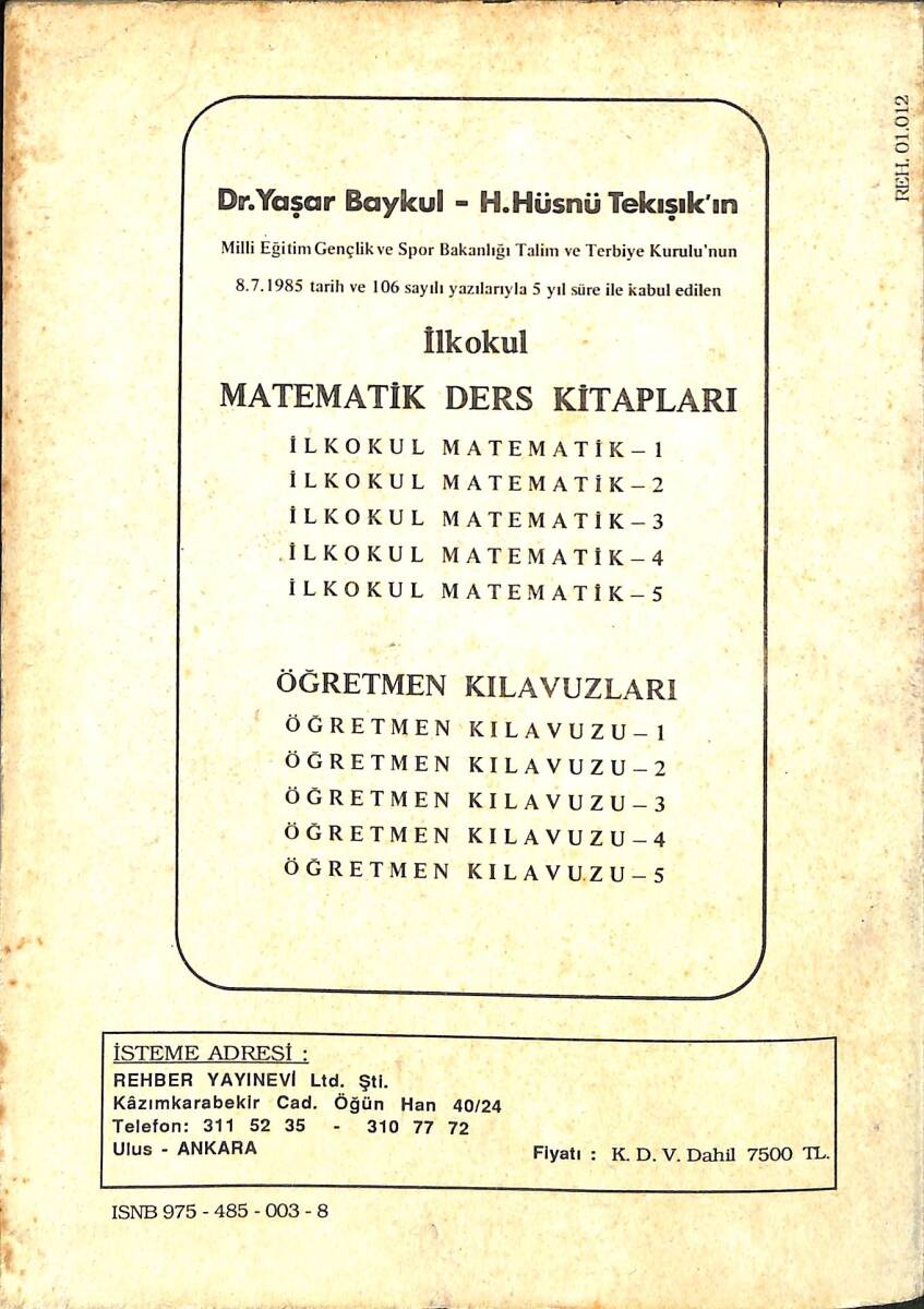 1990's İlkokul 2.Sınıf Matematik Ders Kitabı NDR99932 - 3