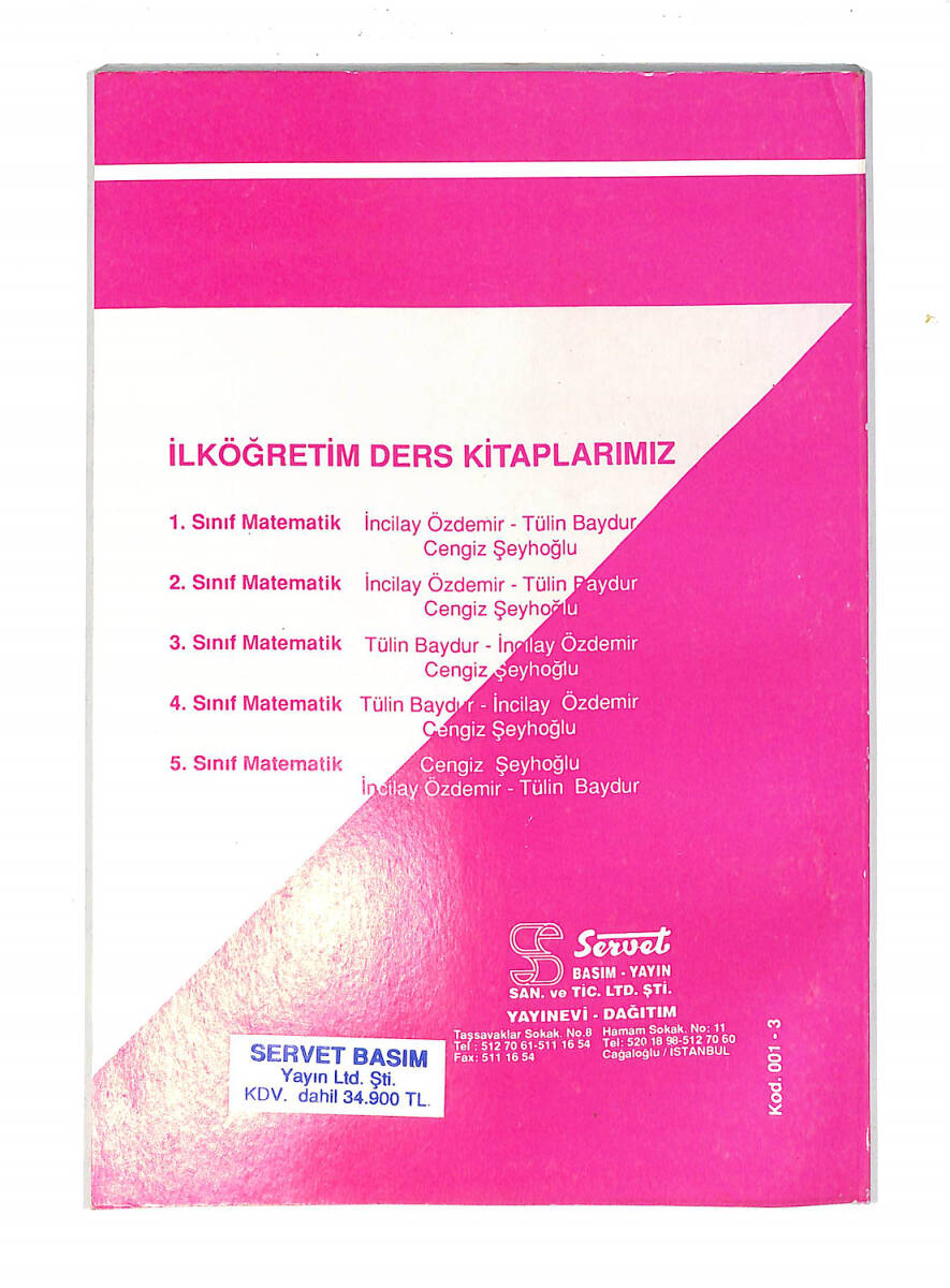 1990's İlkokul 3.Sınıf Matematik Ders Kitabı NDR99669 - 3