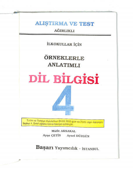 1990's İlkokul 4.Sınıf Dil Bilgisi Ders Kitabı NDR99677 - 2
