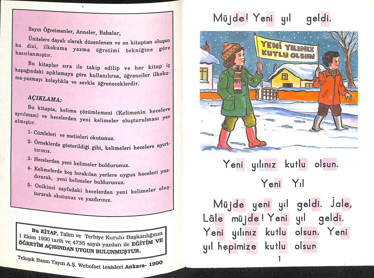 1990's İlkokuma-Yazma Dizisi 4 Yeni Yıl Geldi Sınıf 1 NDR100017 - 2