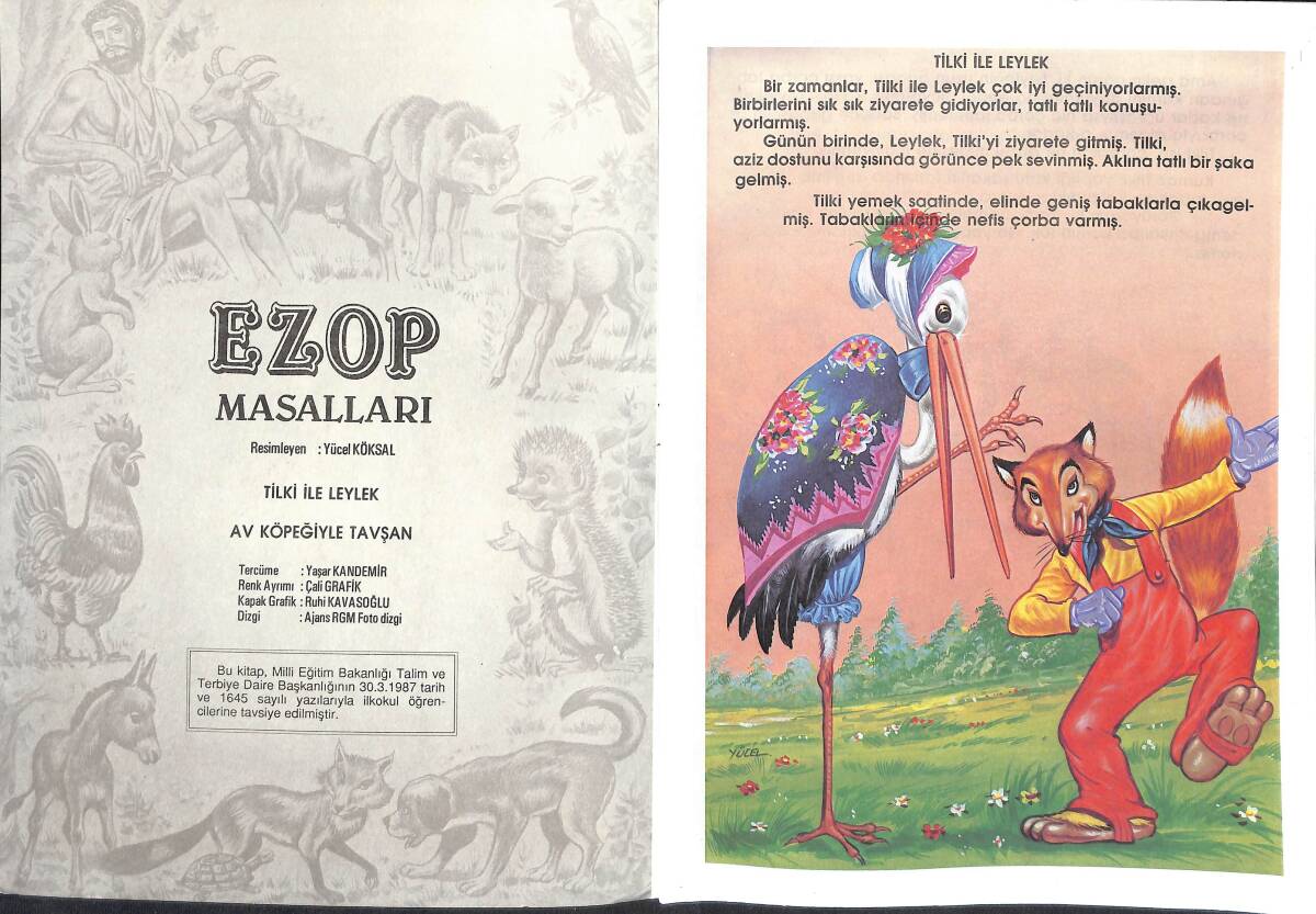 1990's Onur Dizisi 5 - Ezop Masalları Serisi Farelerin Toplantısı-Tilki İle Leylek-Av Köpeğiyle Tavşan NDR100097 - 2