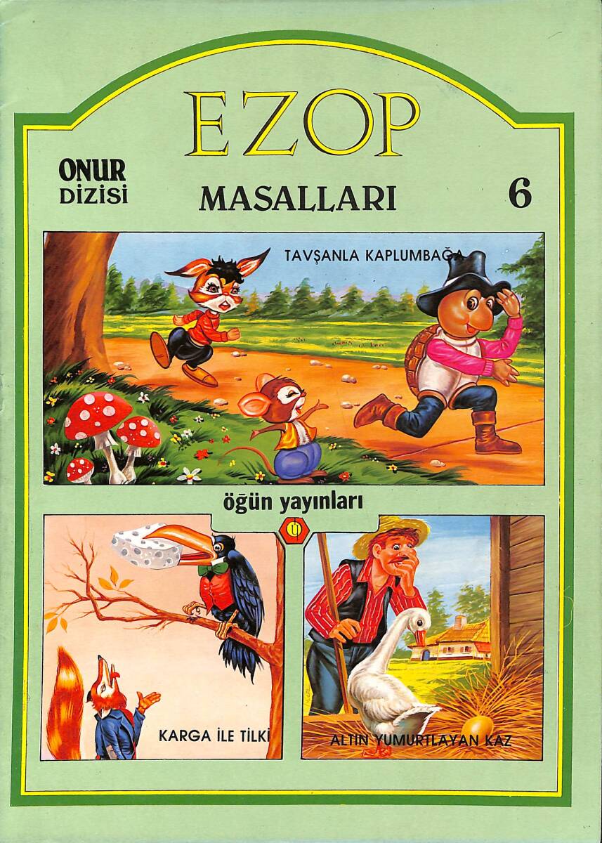 1990's Onur Dizisi 6 - Ezop Masalları Serisi Tavşanla Kaplumbağa-Karga İle Tilki-Altın Yumurtlayan Kaz NDR102020 - 1