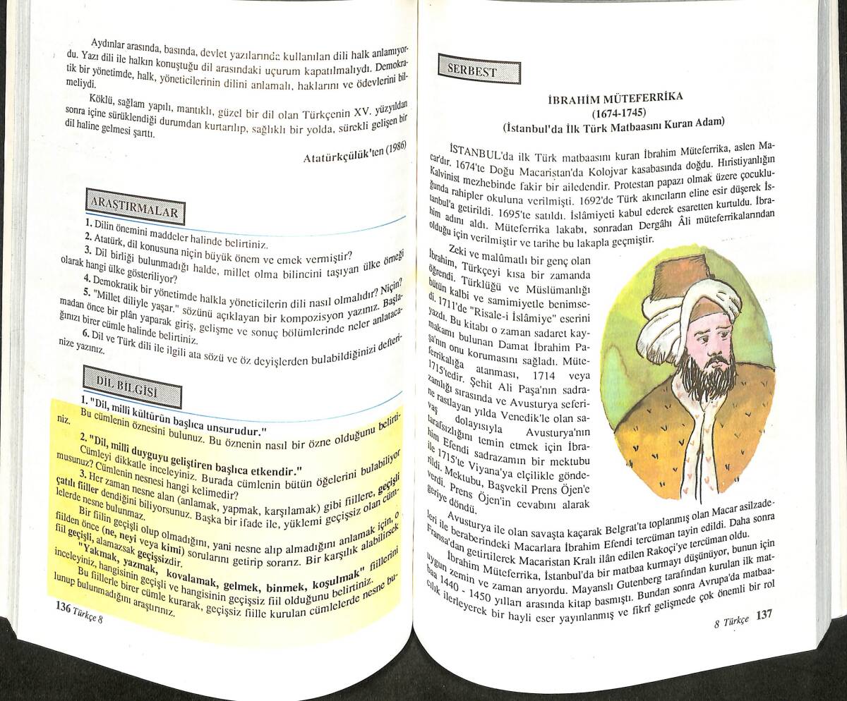 1990's Ortaokullar İçin 8.Sınıf Türkçe Ders Kitabı NDR99954 - 2