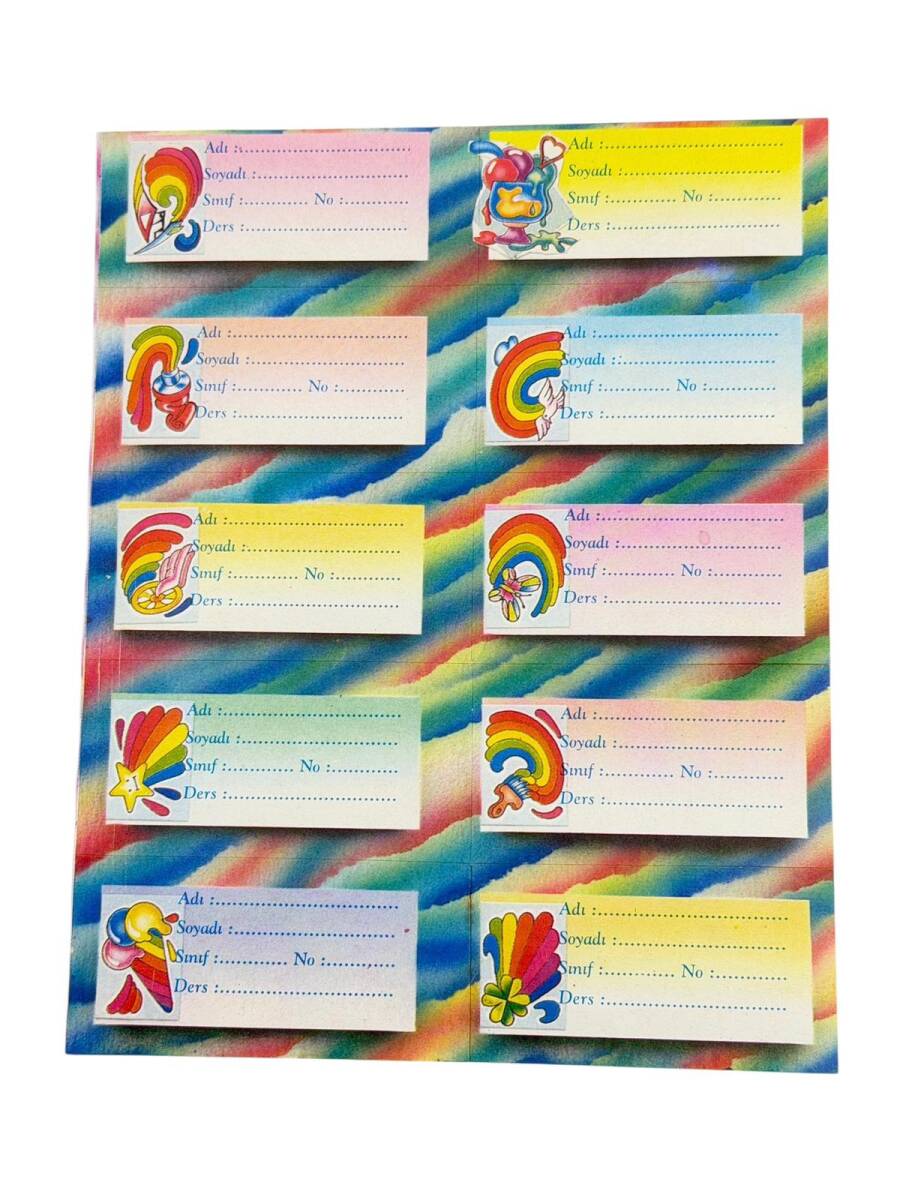 1990's Retro Gökkuşağı Figürlü Okul Etiketi Sticker AKS2142 - 1