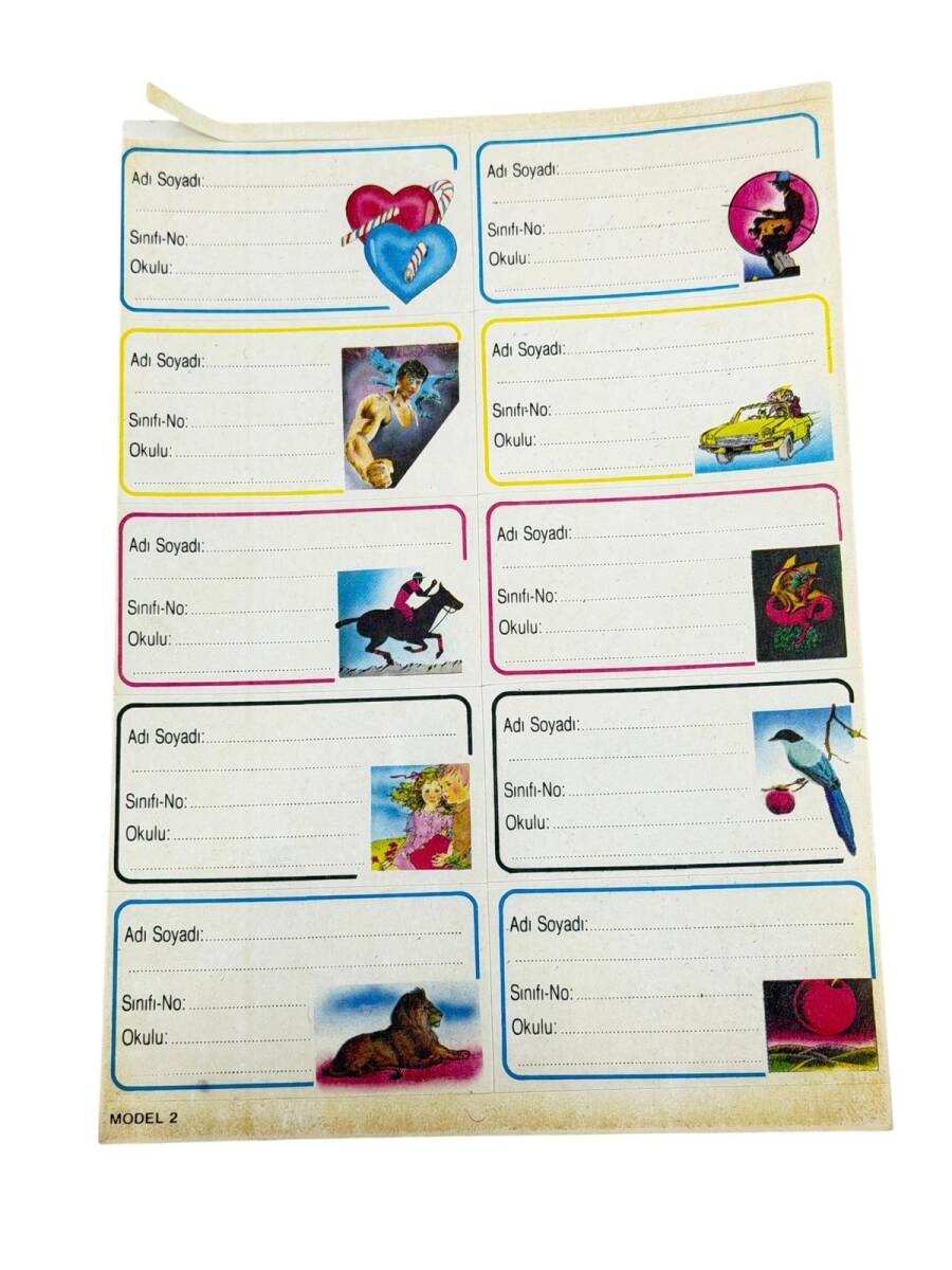 1990's Retro Karışık Figürlü Okul Etiketi Sticker AKS2139 - 1