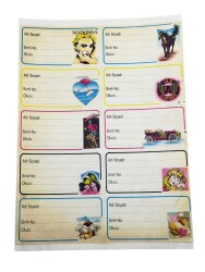 1990's Retro Karışık Figürlü Okul Etiketi Sticker AKS2140 - Gökçekoleksiyon