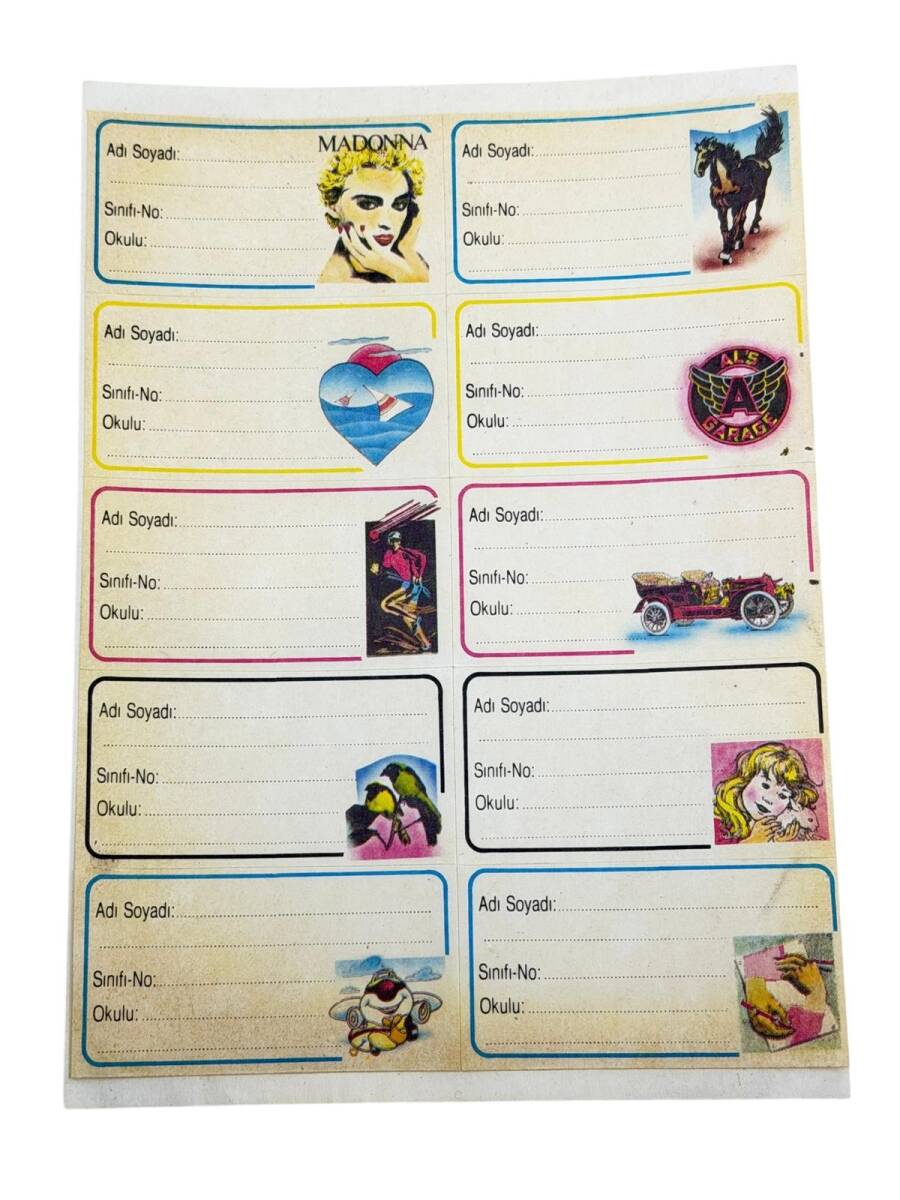 1990's Retro Karışık Figürlü Okul Etiketi Sticker AKS2140 - 1