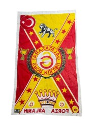 1990's Sarı-Kırmızı Naylon Taraftar Bayrağı - Forza Aslanım AKS2202 - 2