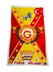 1990's Sarı-Kırmızı Naylon Taraftar Bayrağı - Forza Aslanım AKS2202 - Gökçekoleksiyon