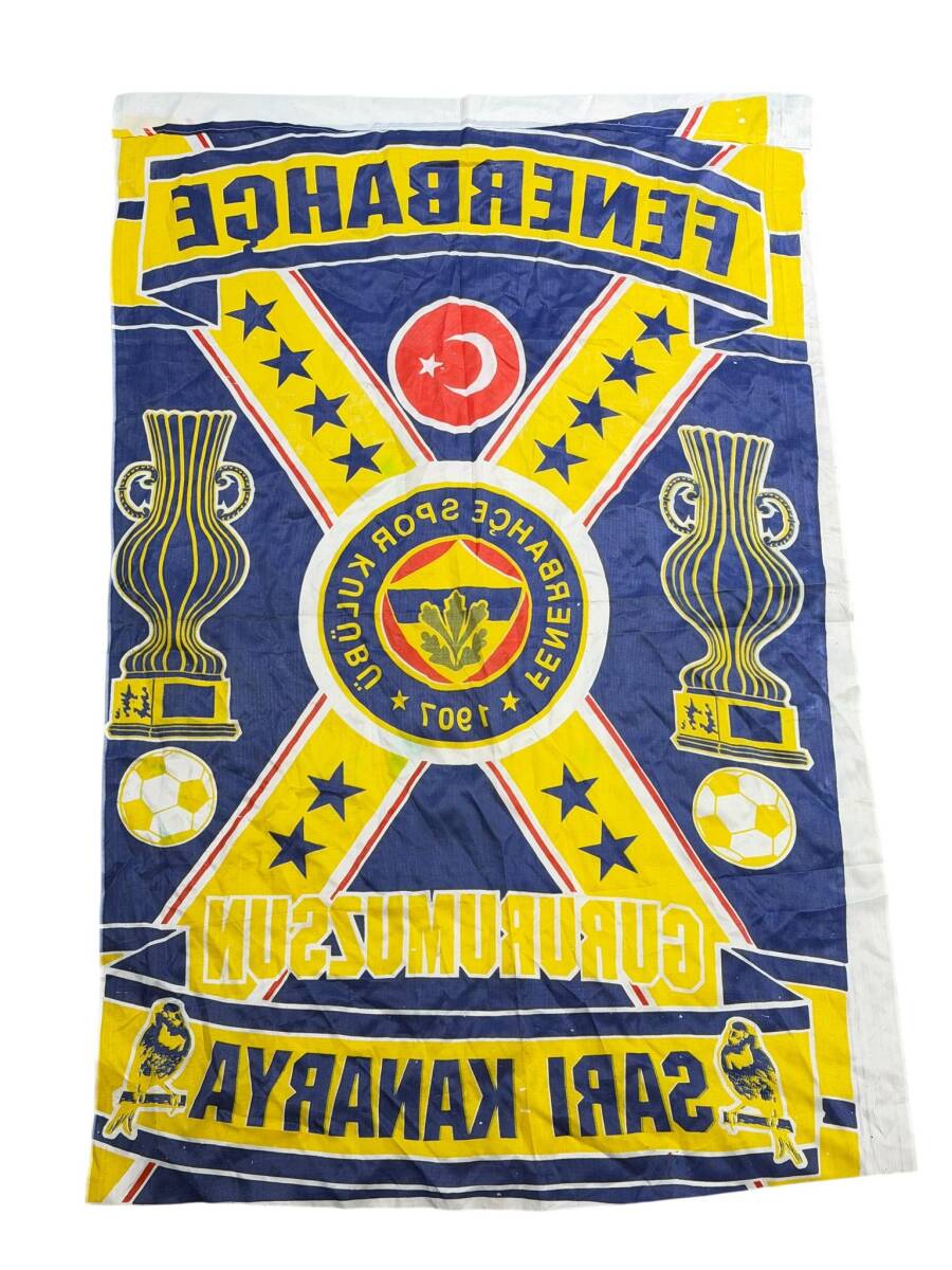 1990's Sarı-Lacivert Naylon Taraftar Bayrağı - Sarı Kanarya AKS2206 - 2