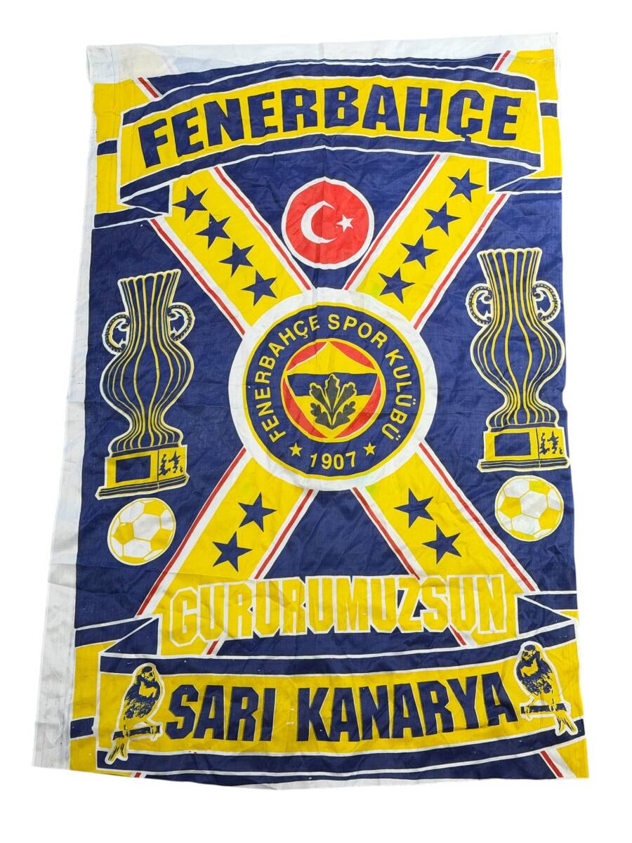 1990's Sarı-Lacivert Naylon Taraftar Bayrağı - Sarı Kanarya AKS2206 - 1