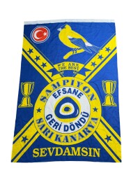 1990's Sarı-Lacivert Naylon Taraftar Bayrağı - Sevdamsın AKS2208 - Gökçekoleksiyon