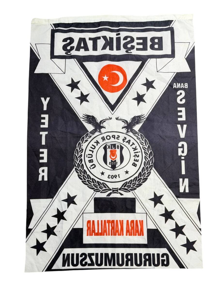 1990's Siyah-Beyaz Karakartallar Naylon Taraftar Bayrağı - Bana Sevgin Yeter AKS2200 - 2