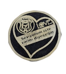 1990's Siyah-Beyaz Kumaş Eski Çanta Arması AKS2054 - Gökçekoleksiyon