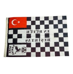 1990's Siyah-Beyaz Naylon Taraftar Bayrağı - En Büyük Beşiktaş AKS2209 - 2